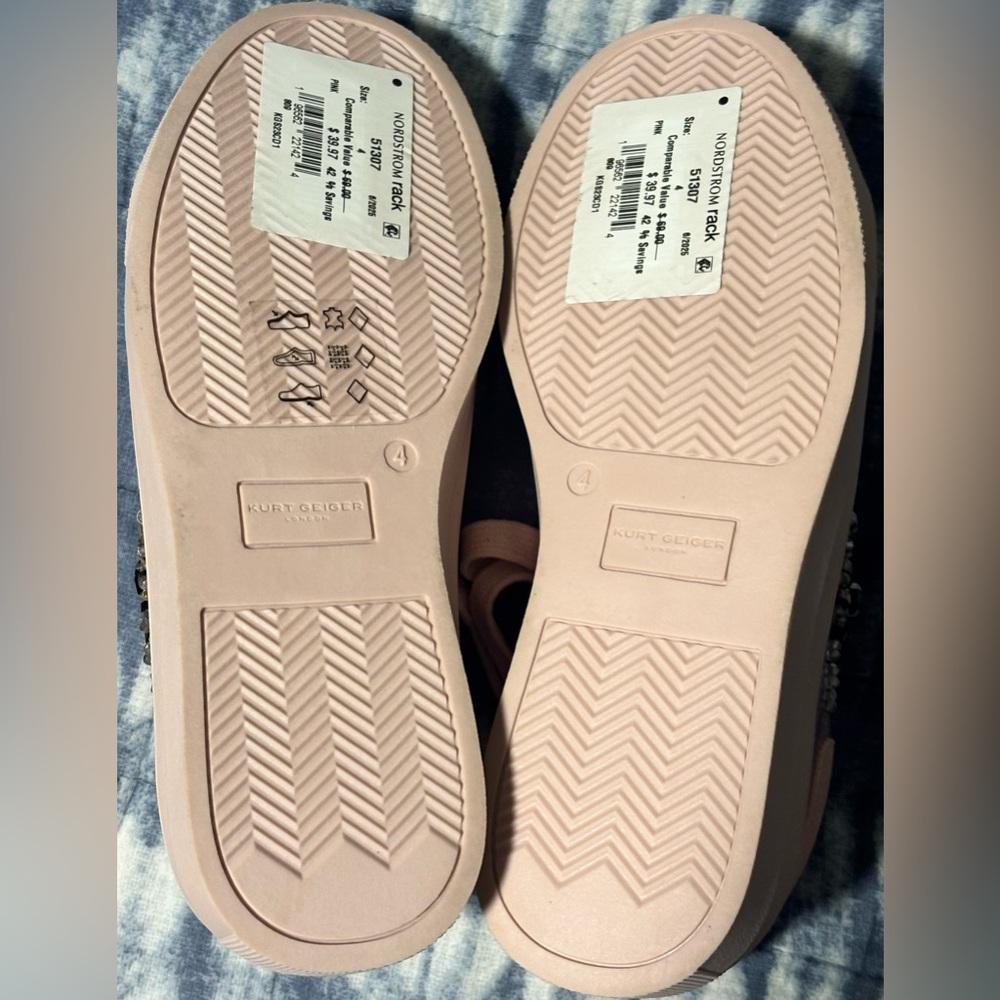 NWT Kurt Geiger London Kids Mini Laney Eye Platform Pink Sneakers Leather Size 4 - Picture 7 of 16